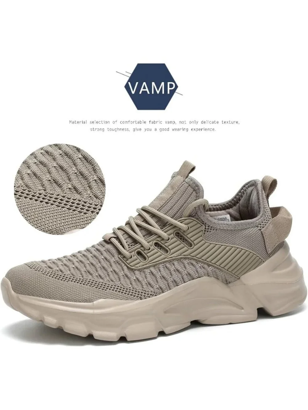 Men's Khaki Lightweight Non Slip Resistant Athletic Sports Walking Gym Sneaker